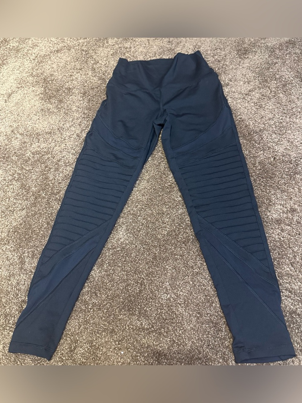 Aerie Chill Play Move Moto Mesh Ribbed High Rise Crop Leggings